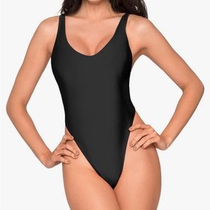 Ocean Blues- Black one piece bathing suit- thong. NWT